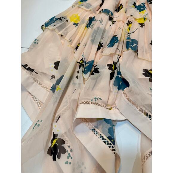 Self-Portrait Graphic Print Floral Dress Blush Pink NEW Size 6 - Picture 8 of 12